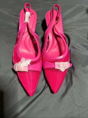 Azazie Bright Pink Pointed Slingback Mules